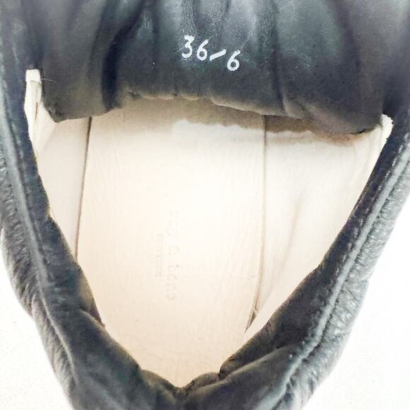 RAG & BONE Kent Black Leather High-Top Sneaker with White Rubber Soles Size 6 - Picture 4 of 6